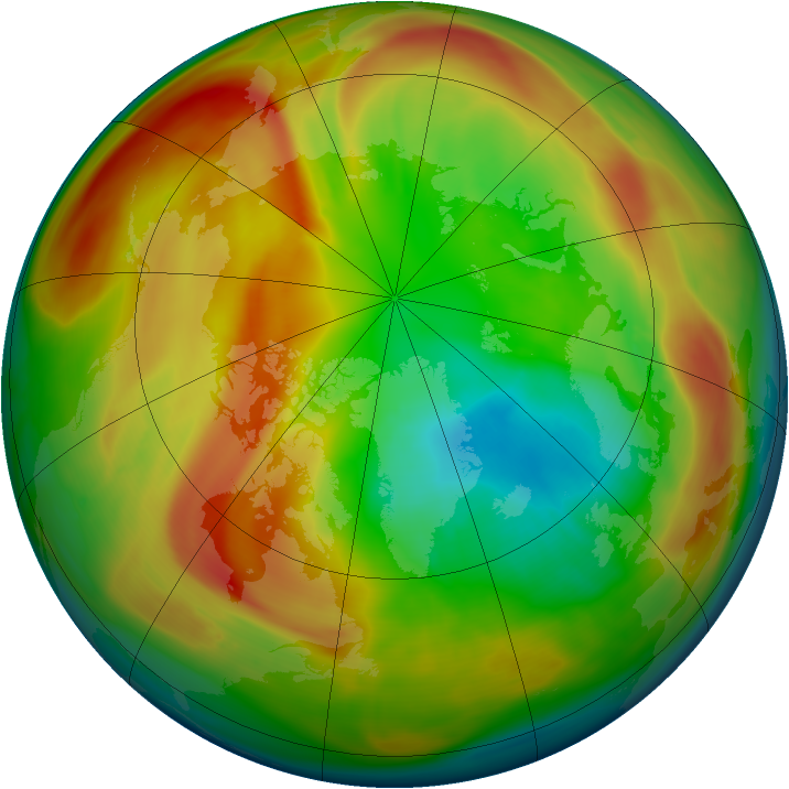 Arctic ozone map for 07 March 2005